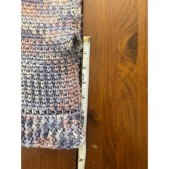 Handmade Knit Sweater Hooded Granite Stitch Purple and Pink Estimated Size L - Picture 7 of 8
